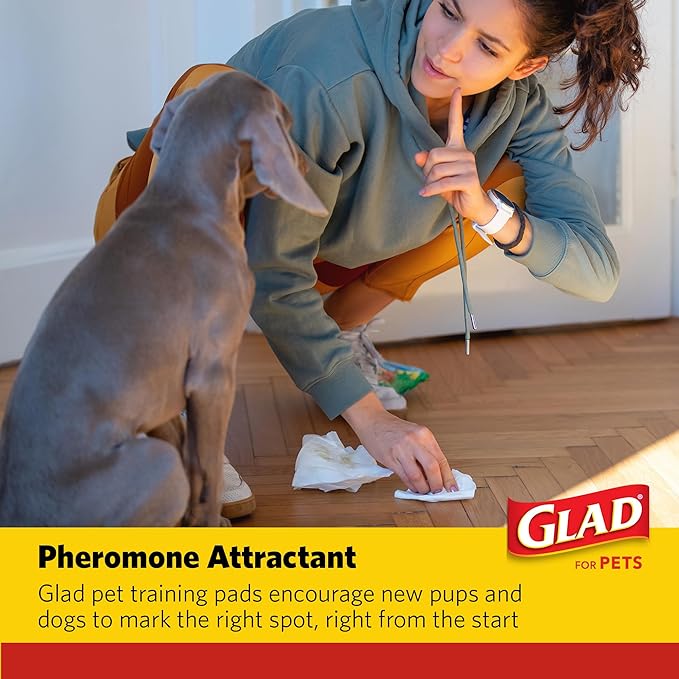 Glad for Pets Activated Carbon Anti-Microbial Dog Training Pads with Odor Eliminator - Ultra Absorbent Pee Pads for Dogs, Heavy Duty Indoor Pee Mats, Puppy Essentials, 23" x 23", 30 Count