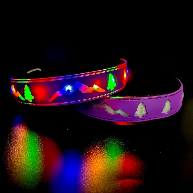 LED Dog Collar, 15 Light Modes, USB-C Rechargeable, Silicone Material, Adjustable Size, (Purple Pro, L(15.7-19.7"))