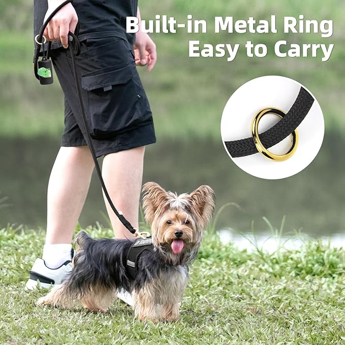 Durable Handwoven Dog Leash for Small & Medium Dogs, 5/16 inch Rope Lead with Anti-Tangle Swivel Clip, Soft & Lightweight, 5FT Long – Ideal for Daily Walking & Training (Black)
