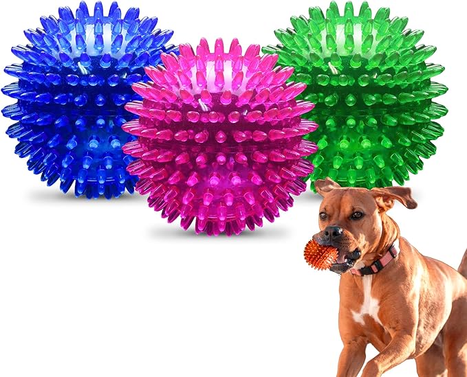 PetSport Gorilla Spiky Ball - Spiky Ball Toys for Dogs and Puppies, Interactive Toy for Boredom, Certified Non-Toxic, Indoor and Outdoor Play - 4" (Pack of 3)