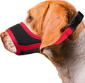 Dog Muzzle, Soft Breathable Muzzle for Small Medium Large Dogs, Air Mesh Nylon Muzzle Cover Prevent Biting Barking Chewing, Adjustable Drinkable Pet Muzzle 6 Sizes(Red,L)
