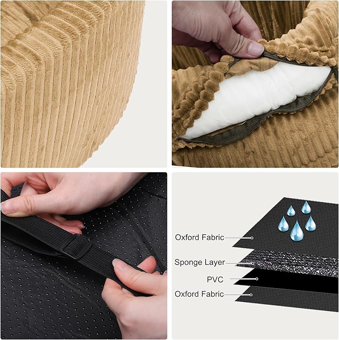 X AUTOHAUX Dog Car Seat Seat Adjustable Straps for Medium Small Sized Puppy Cat Seat Pets Soft Non Slip Bottom Travel Bed Corduroy Khaki