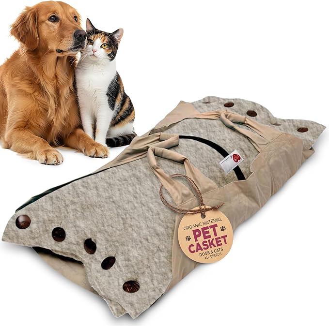 Cocoon® - Eco-Friendly Pet Burial & Cremation Ceremony Kit (Premium Wool) - Casket for Dogs and Cats (Choose Size & Color) (Small, Natural)