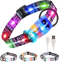 Light Up Dog Collars,LED Dog Collar Rechargeable Waterproof,2-in-1 Buckle Type Glow Dog Collar for Small to Large Dogs,XL(Bohemian Purple)