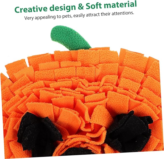 Snuffle Mat for Dogs Pumpkin-Shaped Pet Enrichment Toy Mental Easy to Compact Design Fleece for All Breeds