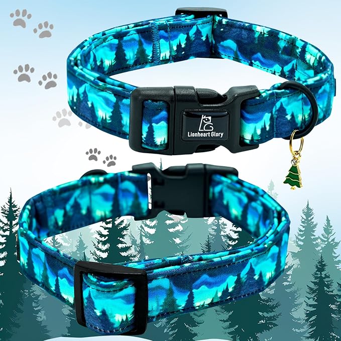 Lionheart glory Dog Collar Green Cute Collar for Small Dogs Spring Summer Female or Male Collars Pets Gift Adjustable Heavy-Duty Pet Collars
