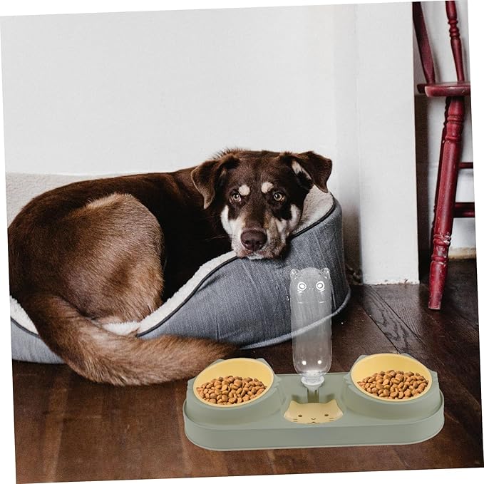 Mipcase Pet Double Bowl Feeder Automatic Dispenser Dog Cat Food and Water Dispenser Random Style