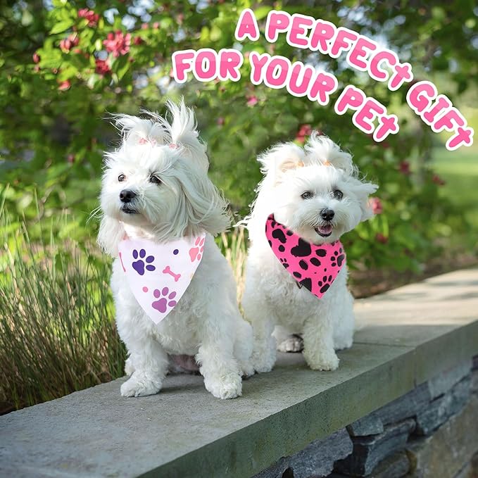 Reginary 120 Pcs Paw Bone Print Dog Bandanas Bulk Dog Bows Set Bow Ties Cat Scarf Colorful Washable Triangle Pet Kerchief Cute Bib for Summer Small Medium Large Pets Grooming Accessories Costume