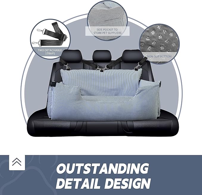 Dog Car Seat Pet Car Seat for Small Medium Large Dogs Dog Booster Seat for Safe and Comfortable Car Travel Dog Car Bed Extra Large for Large Dog White Blue 18 * 44 in Pet Day Exclusive
