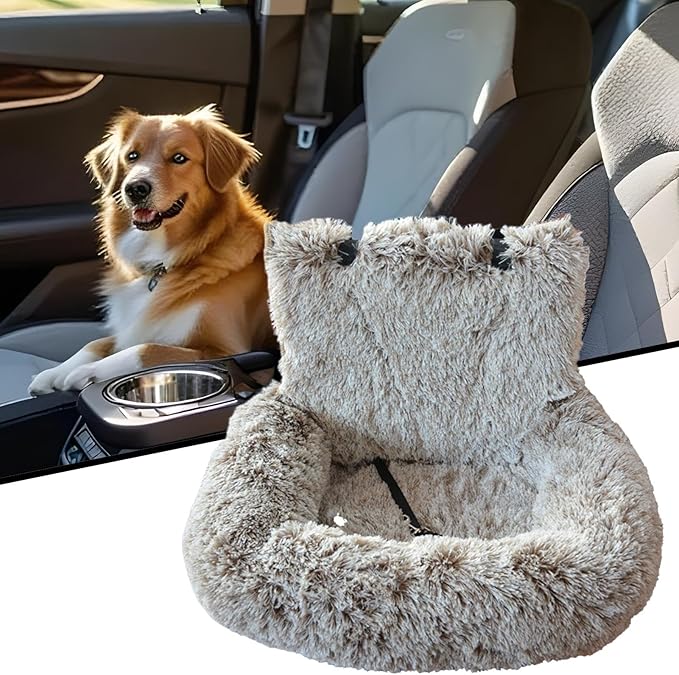 Car Seat Dog,Plush Puppy Car Seat Cushion - Washable Cushion Comfortable Travel Bed for Vehicle Truck Camping Adventures Vet Visit Daily Commuting Traveling