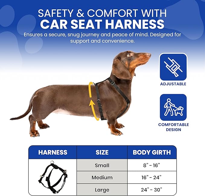 FidoRido Dog Car Seat - Pet Booster Seat for Small to Large Dogs with Comfortable Cushions, Sherpa Cover, and Safety Straps, Easy to Install, and Ideal for Travel, White Sherpa - Small Harness