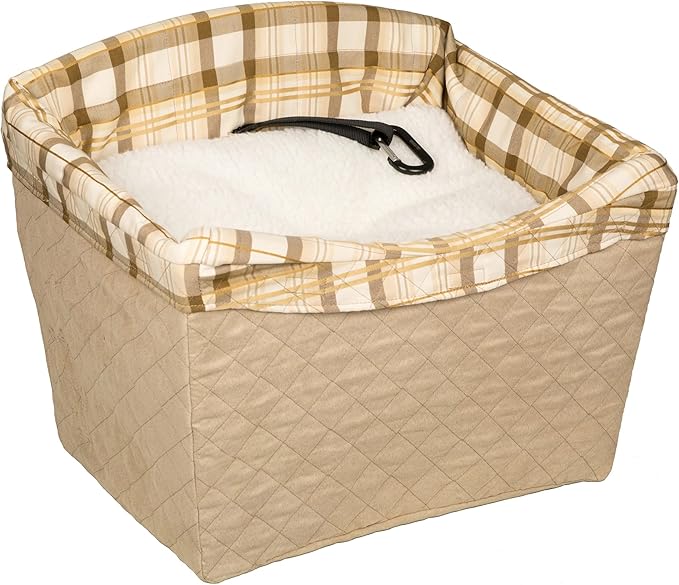 PetSafe Happy Ride Quilted Dog Safety Seat - Dedicated Pet Car Seat for Safer Travel - Elevated Pet Booster for Window Views - Machine Washable Removable Cover - Fits Most Cars