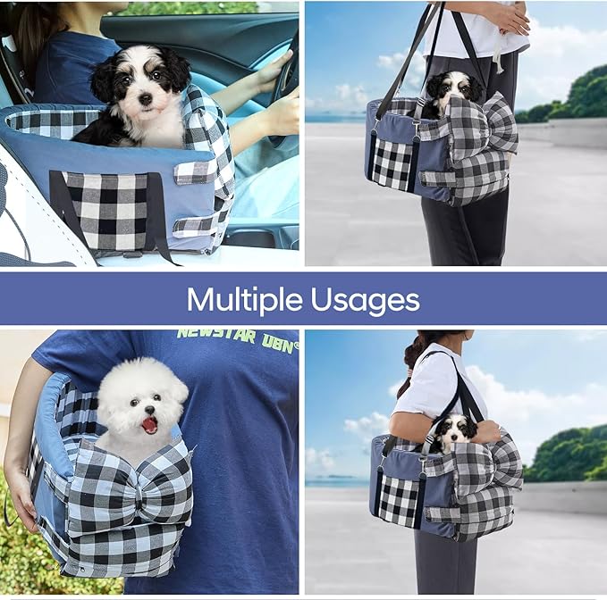Small Dog Car Seat in The Middle Console, Multi-Functional, Safety Belt, Portable Armrest Pet Seat