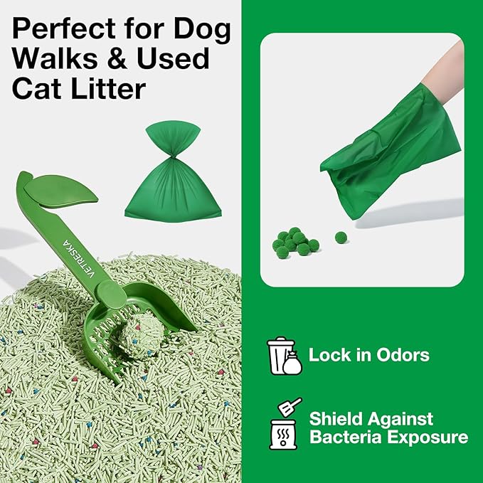 VETRESKA Dog Poop Bags, Leak Proof, Extra Thick and Large Pet Waste Bags for Dog Walking and Cat Litter, Citrus Bloom & Cedar Scented, 20 Refill Rolls, 300 Bags, Green