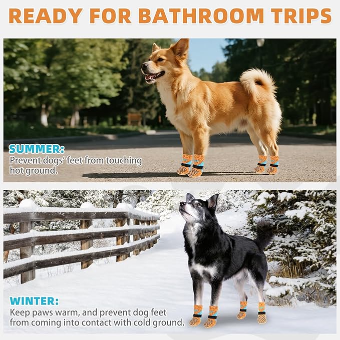 KOOLTAIL Dog Socks for Hot/Cold Pavement, Breathable & Warm Dog Socks to Prevent Licking Paws, Non Slip Pet Boots & Paw Protectors for Hardwood Floor,Grippy Shoes for Small Medium Large Senior Dogs