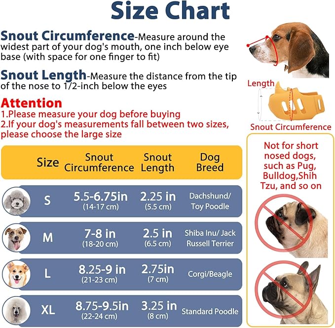 LUCKYPAW Dog Muzzle Soft Muzzle for Small Medium Dog Poodle Dachshund Silicone Cage Mouth Cover for Biting Chewing Funny Rhino Mouth Guard with Adjustable Strap (Yellow, XL-(Snout Cir:8.75-9.5in)