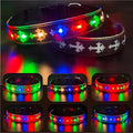 LED Dog Collar, USB Rechargeable, 15 Light Modes, Multi-Color Cross Pattern (Black Pro, S(7.87-11.8"))