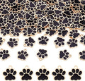 Crafans 100Pcs Enamel Paw Prints Dog Collar Charms Alloy Animal Cat Necklace Charms Puppy Footprint Dog Pendants for Crafts DIY Jewelry Making Supplies 17.5x16mm Black