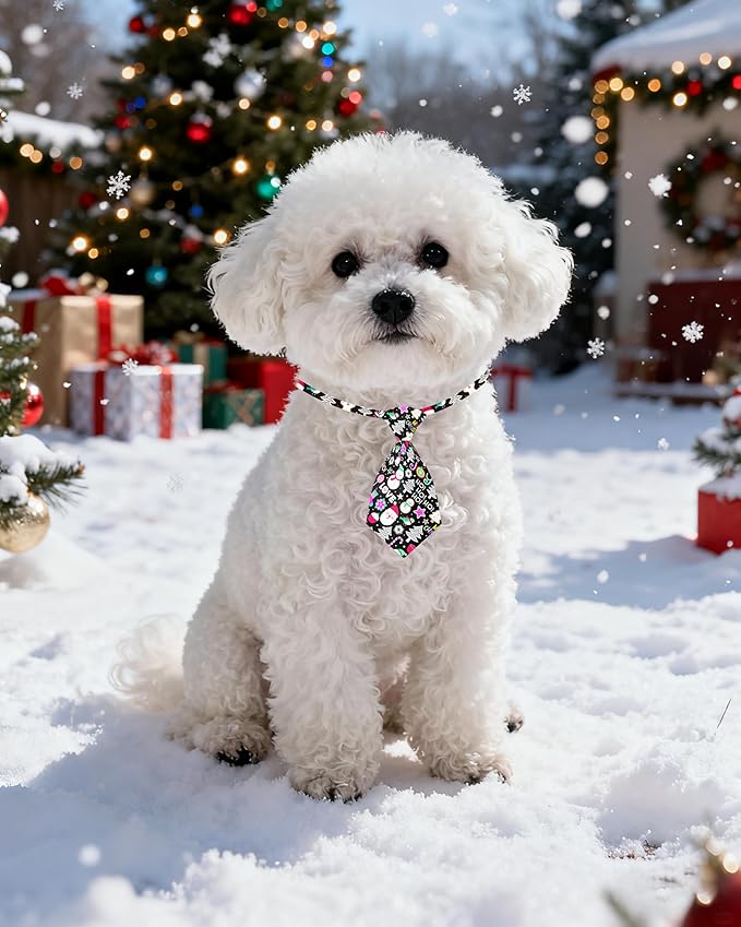 PET SHOW 10pcs Pack Christmas Small Dog Ties Neckties for Doggies Cats Adjustable Holiday Grooming Accessories Neck Ties Bowties Girl Boy Festival Costumes Puppies Party Gift Favor
