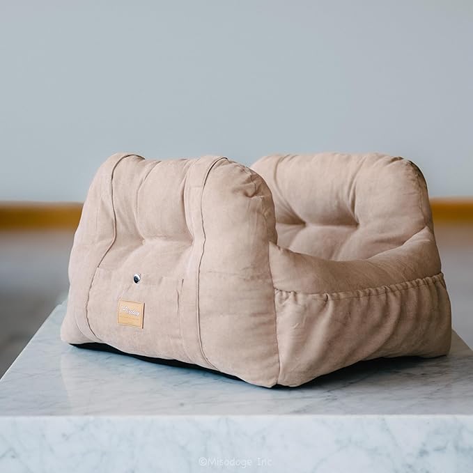 Vintage Dog Car Booster Seat for Small Dogs, Handmade Comfortable and Robust Design, Small Dog Owner Gift, Safety Belt, Secure Straps, Perfect for Dogs Under 30 Lbs