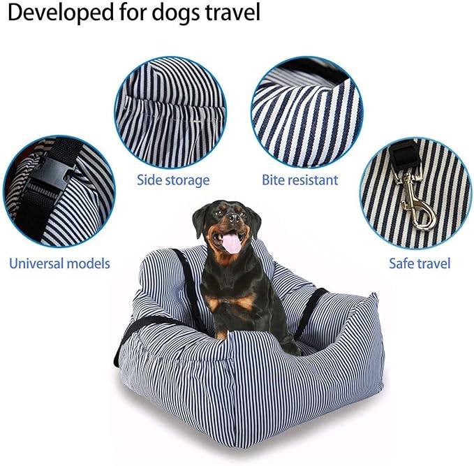 Dog Car Seat, Pet Booster Seat,Dog Travel Car Carrier Bed Safety Seats with Storage Pocket and Clip-On Safety Leash for Small Dog Puppy and Cats,Dual-Use for Car and Home