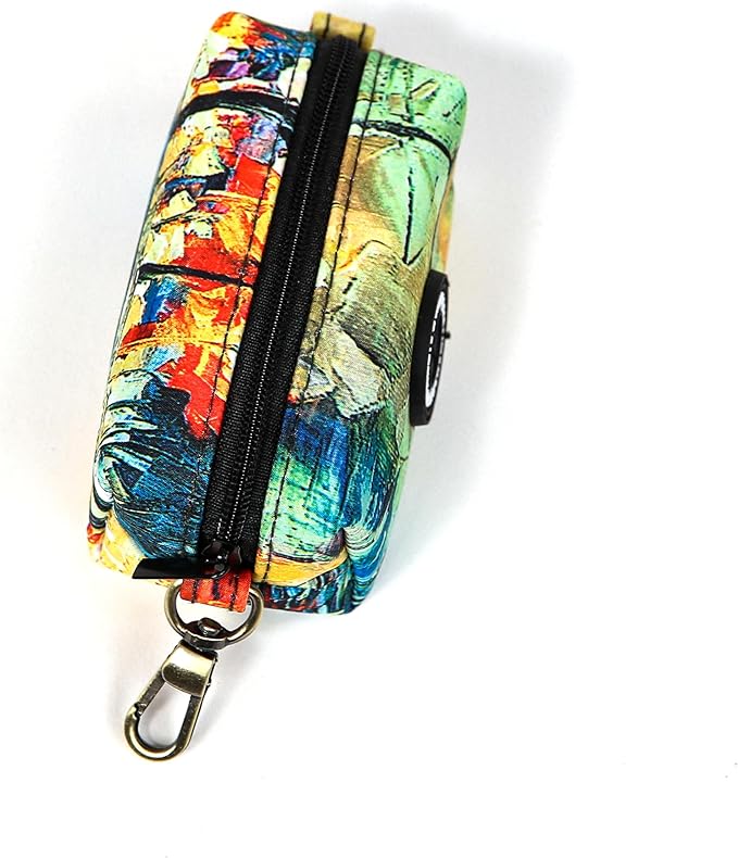 Organic Cotton Dog Poop Bag Holder for Leash Brass Hardware Waste Bag Dispenser Pet Waste Management Solution