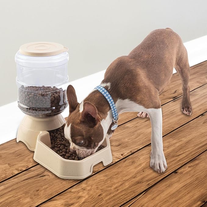 Automatic Cat Feeder and Water Dispenser - 2-Pack 3.8L/1G Dog Food and Water Bowl - Gravity Automatic Water Dispenser for Dogs and Cats by PETMAKER