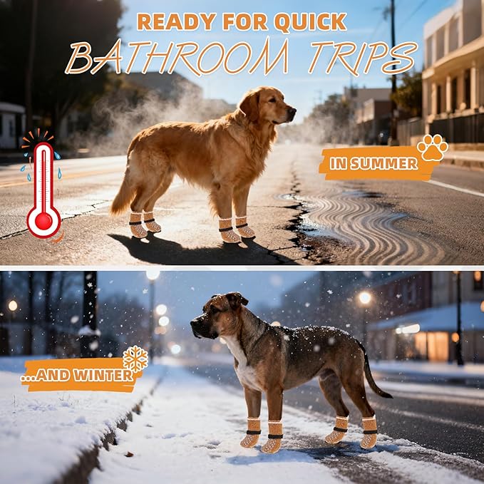 KOOLTAIL Anti Slip Dog Socks Booties to Prevent Licking Paws Scratching, Pet Boots&Paw Protector for Hardwood Floors, Dog Shoes for Winter, Traction Control Grip Socks for Small Medium Large Dogs XS
