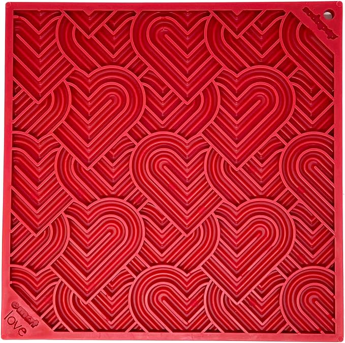 SodaPup Love eMat – Durable Lick Mat Feeder Made in USA from Non-Toxic, Pet-Safe, Food Safe Rubber for Mental Stimulation, Avoiding Overfeeding, Fresh Breath, Digestive Health, Calming, & More