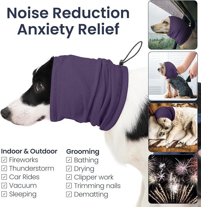 Nanaki Dog Ear Wrap Hematoma-Dog Head Wrap For Ear Hematoma, 3rd Gen Calming Hoodie, Adjustable Anti-Slip Head Covers Muffs Noise Protection,Fireworks Grooming, Christmas, New Year