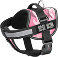 Dogline Unimax Dog Harness Vest with Nose Work Patches Adjustable Straps Breathable Neoprene for Identification Training Dogs Girth 22 to 30 in Pink Camo