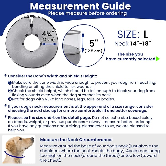BARKLESS Dog Cone, Inflatable Dog Cone After Surgery for Large Breeds, Soft Surgery Collar with Enhanced Anti-Licking Guard Shield for Pets, Patented Protective Donut Collar