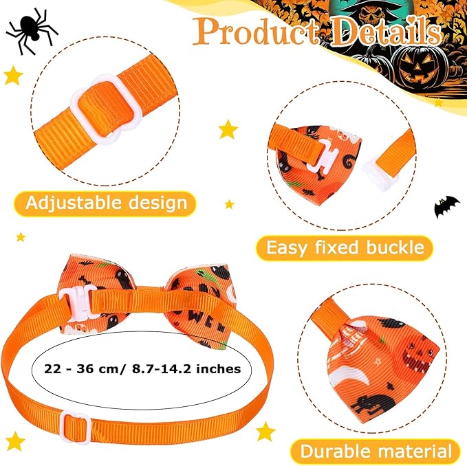 Talltalk 360 Pcs Valentines Day Dog Bow Ties Collars Set Adjustable St Patricks Day Dogs Neckties Grooming Supplies for Small Medium Large Easter Christmas Pet Cat Decoration(Pumpkin)