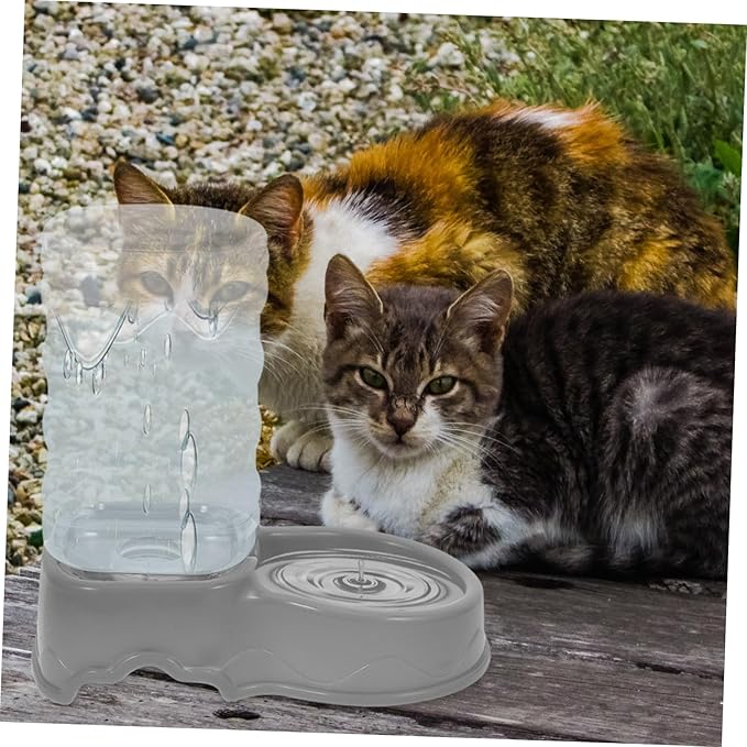 Pet Water Fountain Filter Automatic Cat Feeder Bowl Cat Fountain Cats Food Wet Spout Water Dispenser Puzzle Water Bottle Faucet Hose Automatic Dog Feeder Grey Plastic