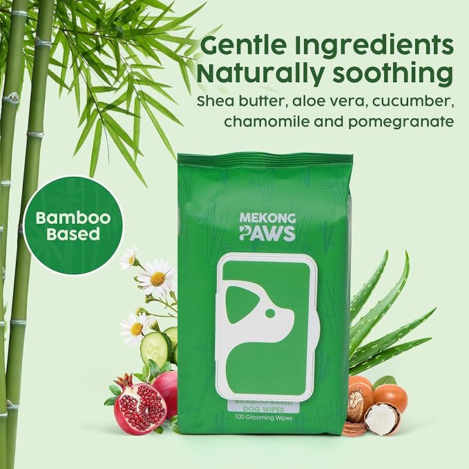 Pet Grooming Wipes - Unscented - Viscose derived from Bamboo - Freshening Wipes for Dog & Cat - Skin-Friendly & Gentle - Thick & Durable for Paws, Coat & Bum Cleansing - 400 Count