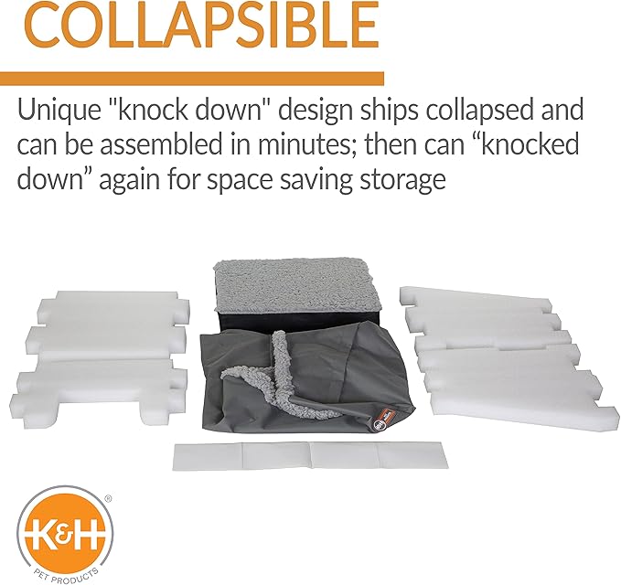 K&H Pet Products Rectangle Bucket Booster Pet Seat - Dog Booster Seat Car Seat for Dogs & Cats Collapsible Rectangle Gray/Gray Large