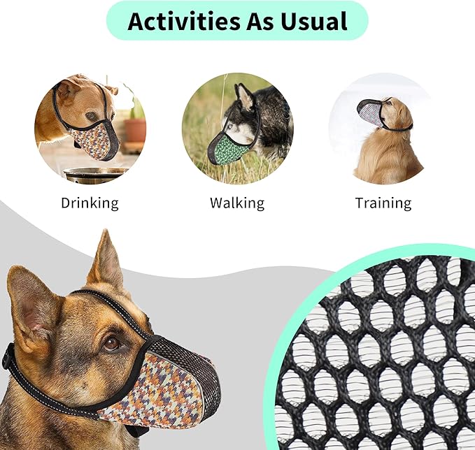 Dog Muzzle for Extra Small Dogs Anti & Prevent Biting Chewing Barking Soft Air Mesh Muzzles Reflective Ajustable Full Coverage Dog Mouth Guard Cover for Grooming Scavenging Orange S