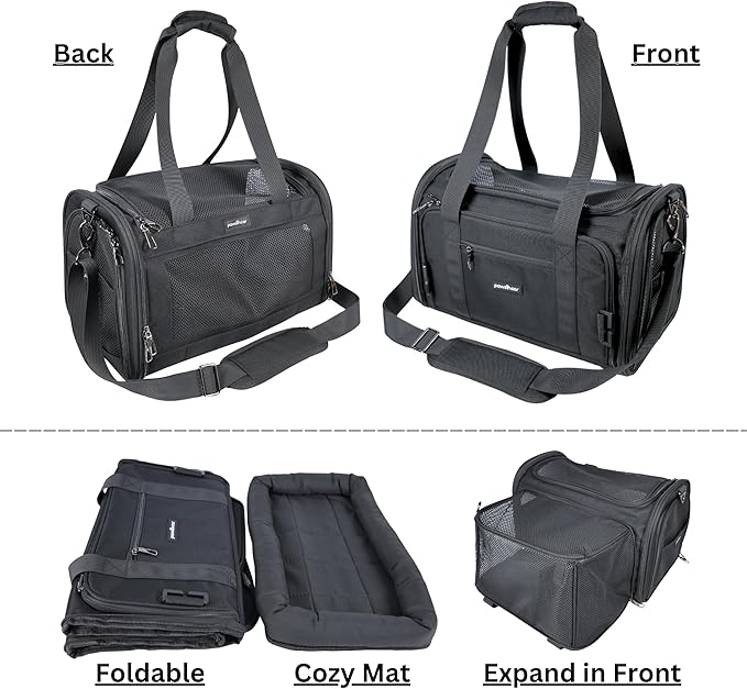 Crash-Tested & Expandable Pet Carrier Airline Approved | 3-in-1 Small Dog Car Seat, TSA Airline Approved Dog Carrier, Soft Sided Cat Bag | 5-Star Safety Rated - Best for Safe Airplane & Car Travel