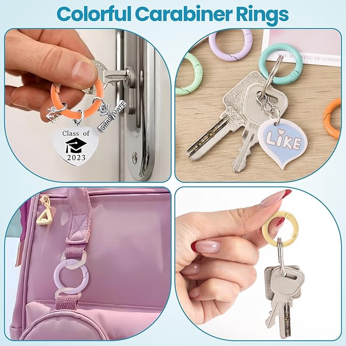 Spring O Rings,Round Spring Snap Keyring, Metal Carabiner Clips for Keychain Handbag Purse Dog
