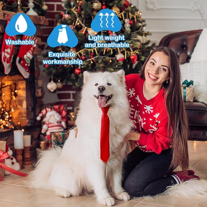 Newcotte 110 Pcs Large Dog Ties Bulk Adjustable Dog Neck Ties Collar Grooming Neckties for Girl Boy Pets Gift Favor(Classic)
