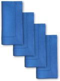Solino Home Linen Napkins Set of 4 - Classic Hemstitch 100% Pure Linen Royal Blue Dinner Napkins Cloth 20 x 20 Inch - Handcrafted and Machine Washable - Holiday, Winter, New Year