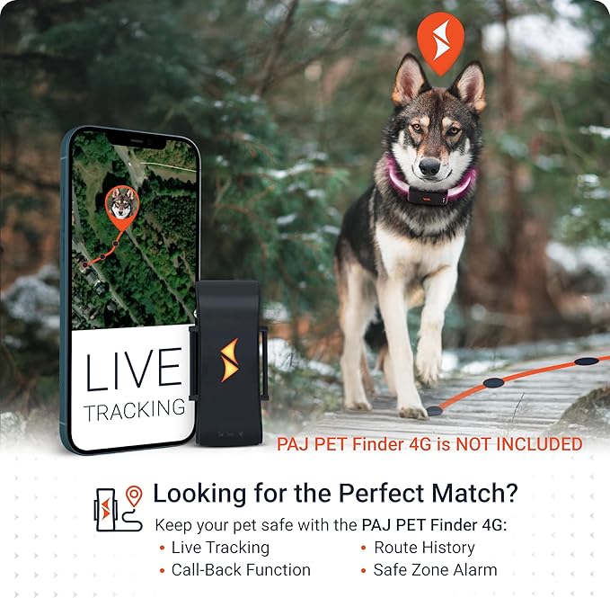 PAJ GPS – PAJ Light – Glowing LED Collar for Dogs – Cut-to-Fit (20–70 cm) – 100% Waterproof – 7 Color Modes – Night Safety & Visibility