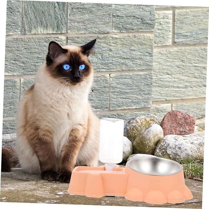 Kisangel Automatic Pet Water Dispenser Dog Food Bowl Feeding Station for Home Non Slip Design Unique Decorative Pet Feeder Suitable for Dogs and Cats