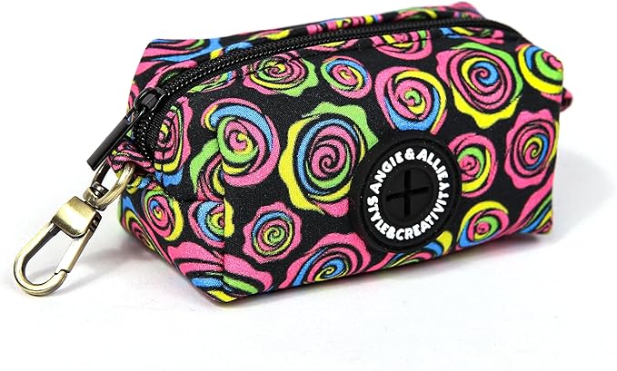 Organic Cotton Dog Poop Bag Holder for Leash Brass Hardware Waste Bag Dispenser Pet Waste Management Solution