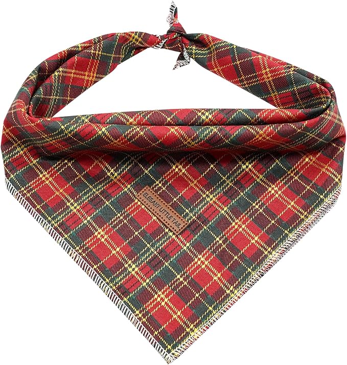 Elegant little tail Dog Bandana, Christmas Dog Bandana 1PC Dog Bandanas Holiday Bib Scarf Soft Washable Square Dog Scarf Adjustable Dog Kerchief for Small Medium Large Dogs