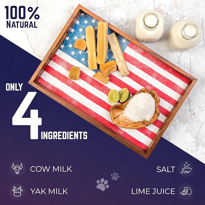Devil Dog Pet Co. Himalayan Yak Cheese Dog Chews, Large - 4 Pack, 100% Natural & Healthy, Lactose-Free, Long-Lasting Dog Treats, Premium Yak Milk Chew Bones for Dogs