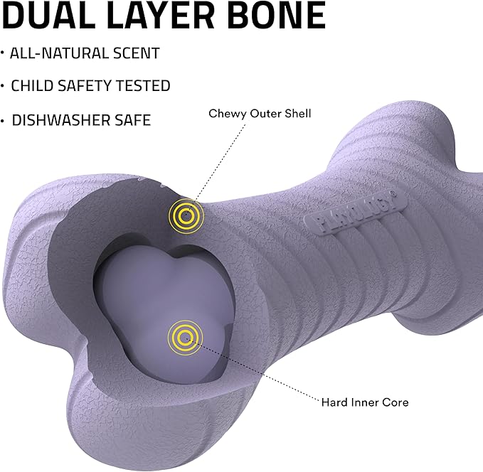 Playology Dog Toys | Dual Layer Bone Durable Chew Toy Bone for Dogs (Value 2-Pack) | Small Lamb Scented Toy - Easy to Clean and Made from Non Toxic Materials