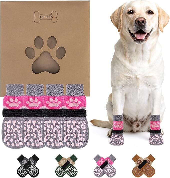 KOOLTAIL Dog Socks for Hot/Cold Pavement to Prevent Licking Paws for Hardwood Floors,Anti Slip,Pet Boots&Paw Protector with Grippers,Puppy Shoes Booties for Small Medium Large Senior Dogs
