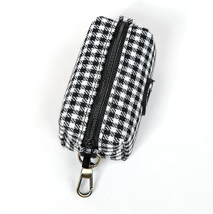 Organic Cotton Dog Poop Bag Holder for Leash Brass Hardware Waste Bag Dispenser Pet Waste Management Solution