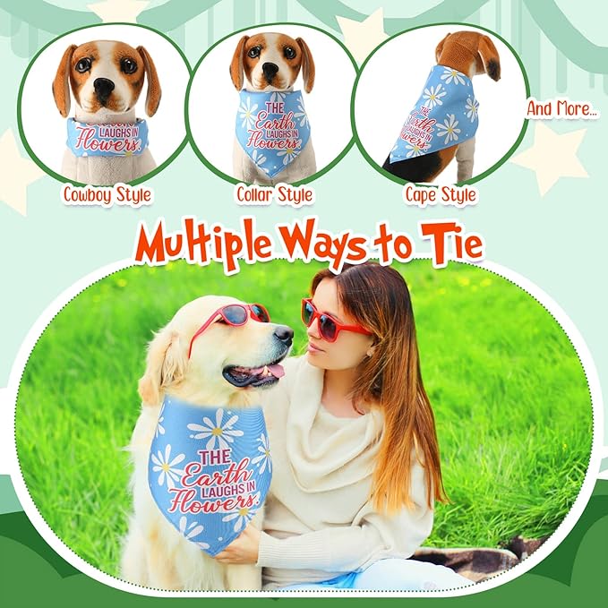 Sweetude 100 Pcs Plaid Dog Bandanas Bulk Paw Print Dog Scarf Bibs Puppy Pet Bandanas with Captions Adjustable Cat Outfit Washable Triangle Scarf Kerchief for Small to Medium(Spring)